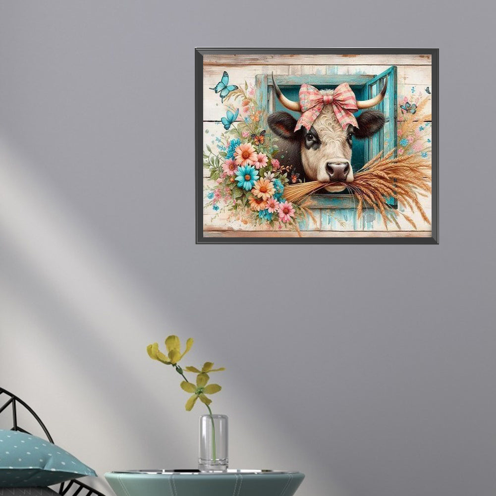 Retro Farm Cow - Full Round Drill Diamond Painting 50*40CM