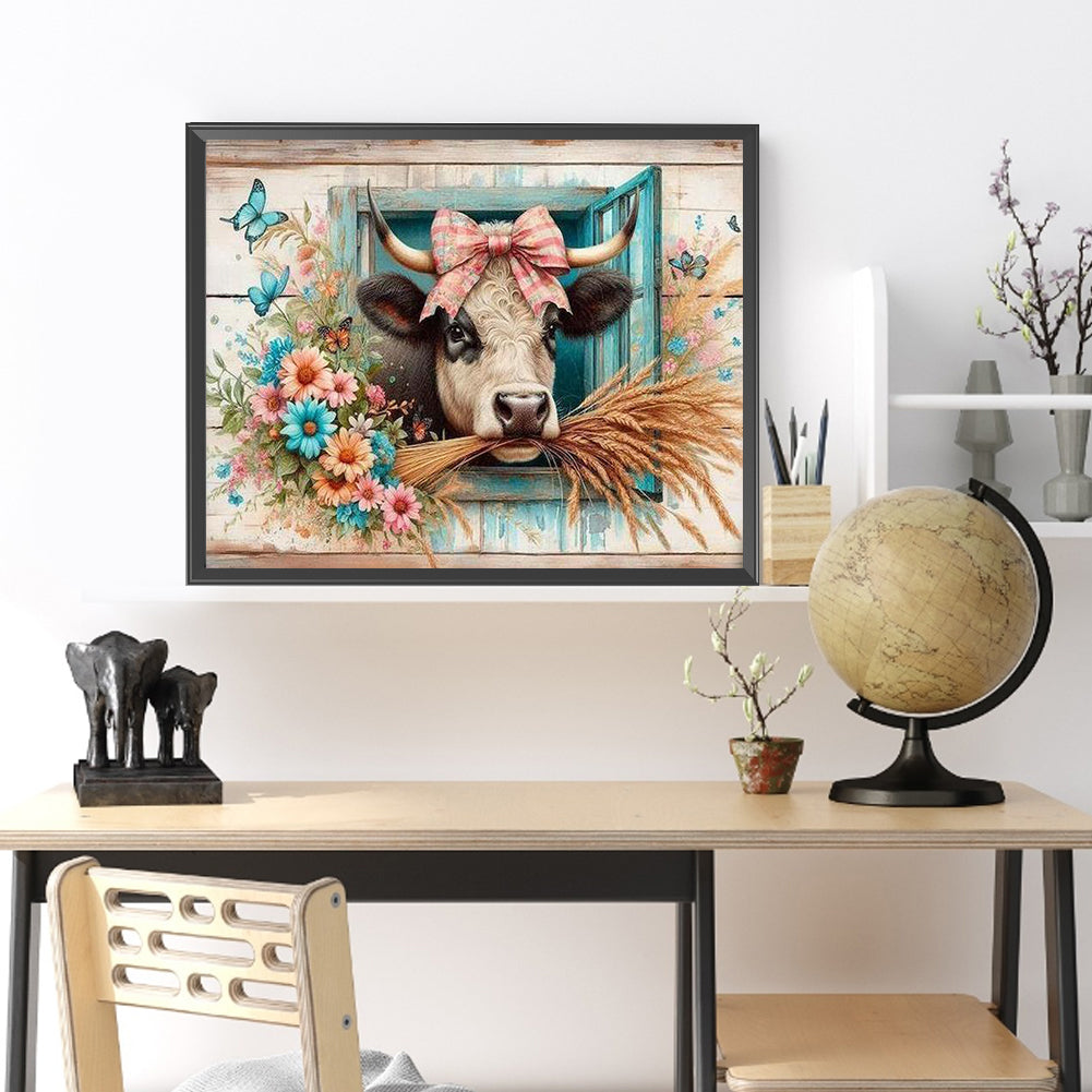 Retro Farm Cow - Full Round Drill Diamond Painting 50*40CM
