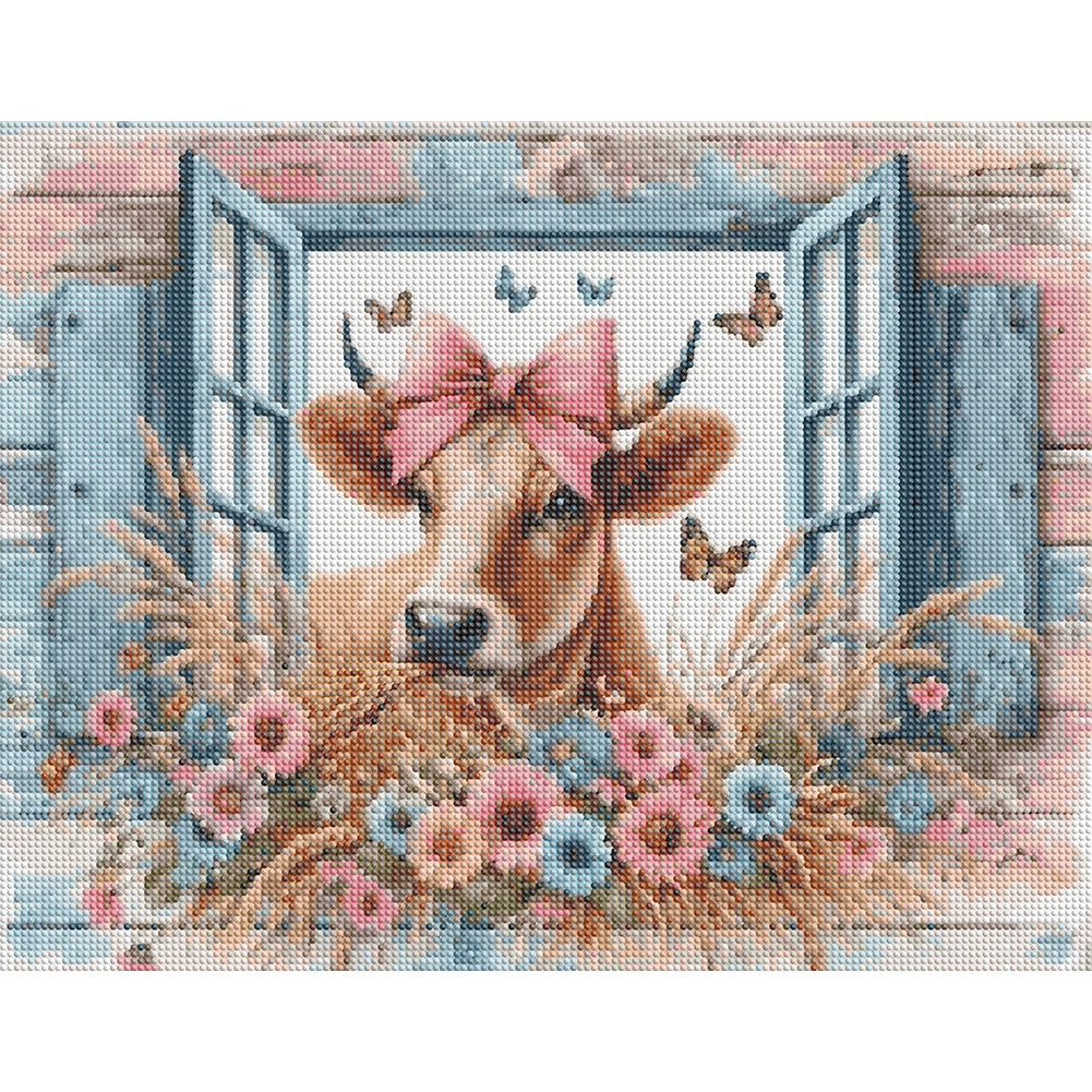 Retro Farm Cow - Full Round Drill Diamond Painting 50*40CM