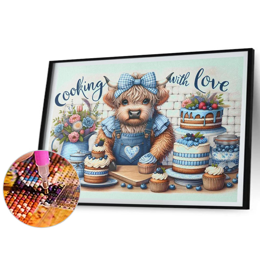 Retro Farm Cow - Full Round Drill Diamond Painting 50*40CM