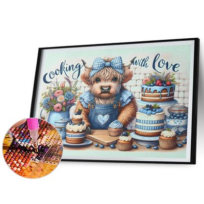 Retro Farm Cow - Full Round Drill Diamond Painting 50*40CM