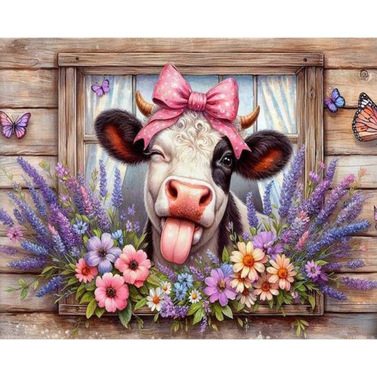 Retro Farm Cow - Full Round Drill Diamond Painting 50*40CM