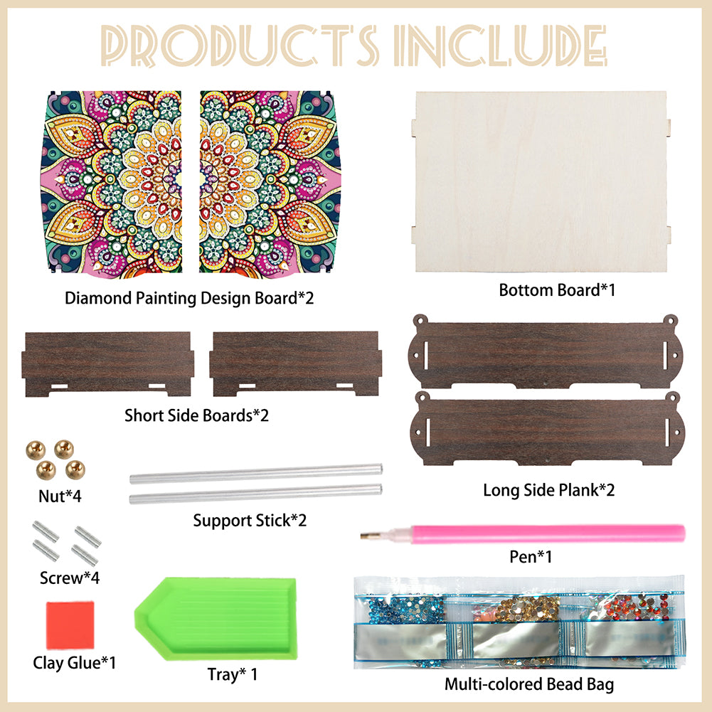 Diamond Painting Storage Box DIY 5D Diamond Painting Jewelry Box for Women Girls