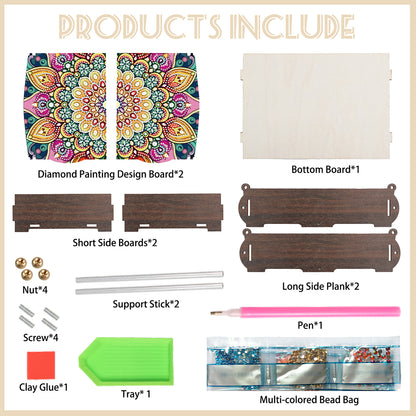 Diamond Painting Storage Box DIY 5D Diamond Painting Jewelry Box for Women Girls