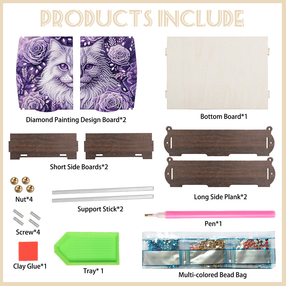 Diamond Painting Storage Box DIY 5D Diamond Painting Jewelry Box for Women Girls