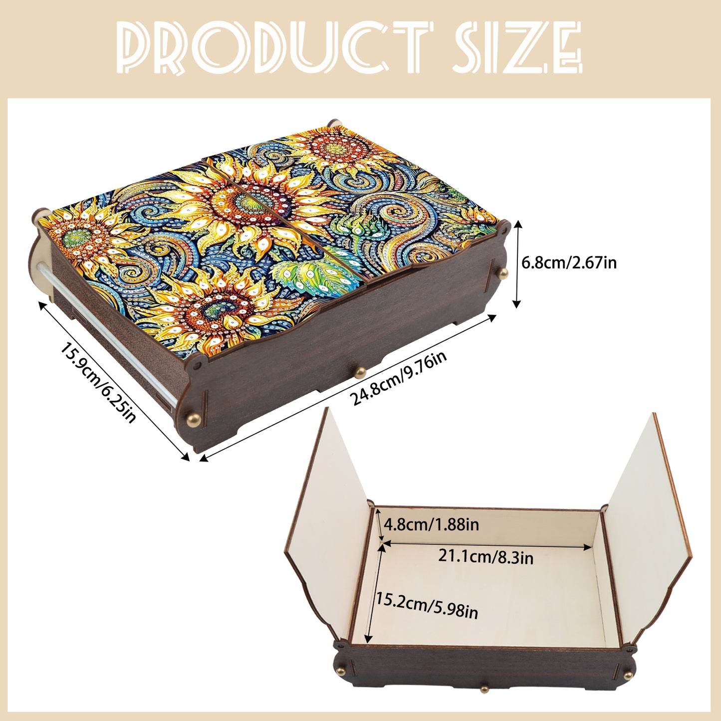 Diamond Painting Storage Box DIY 5D Diamond Painting Jewelry Box for Women Girls