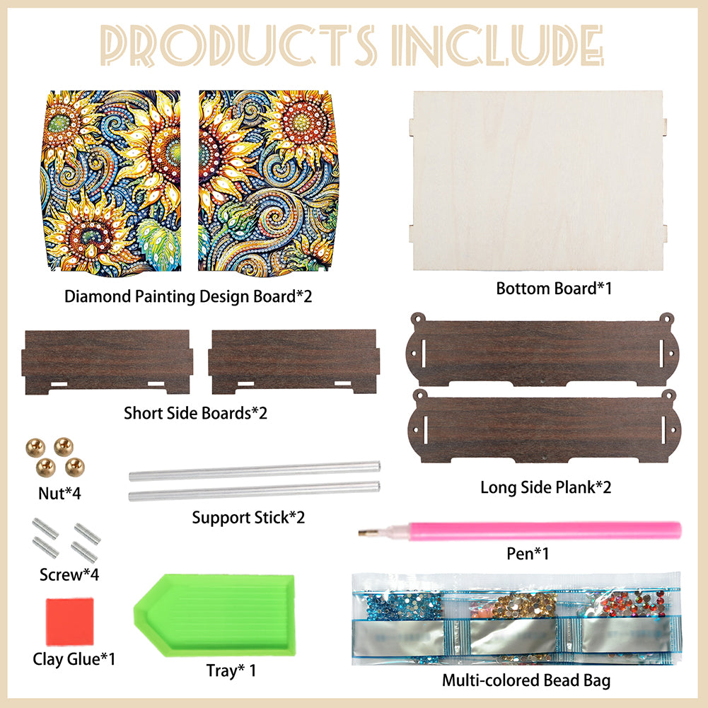 Diamond Painting Storage Box DIY 5D Diamond Painting Jewelry Box for Women Girls