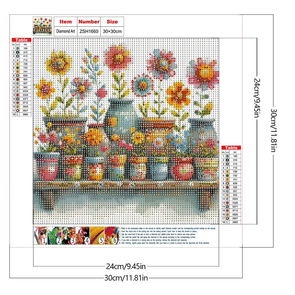 Flower Bouquet - Full Round Drill Diamond Painting 30*30CM