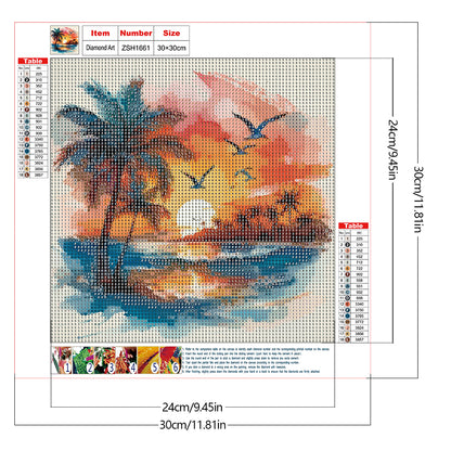 Coconut Tree Beach - Full Round Drill Diamond Painting 30*30CM