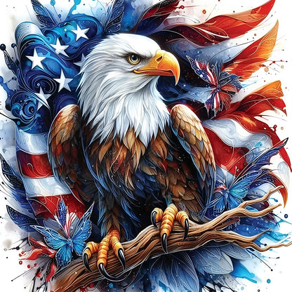 American Flag Eagle Animal - Full Round Drill Diamond Painting 30*30CM