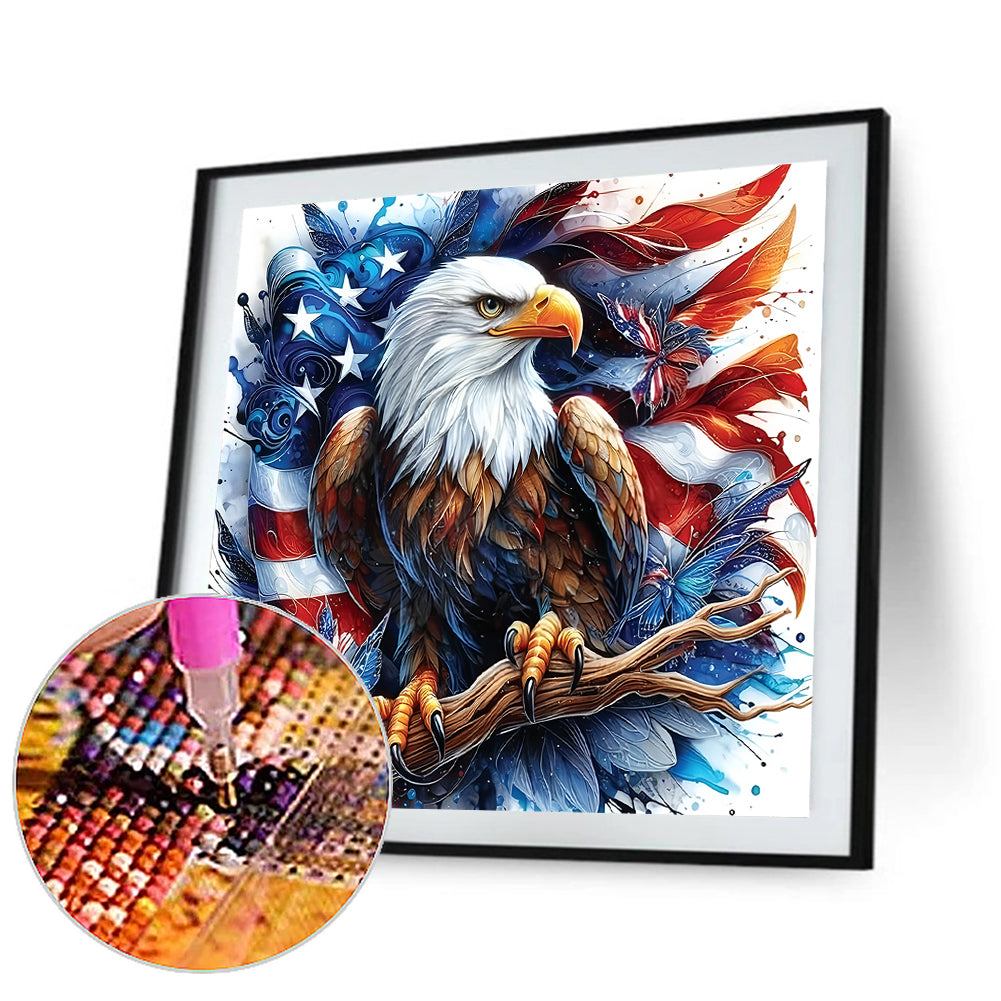 American Flag Eagle Animal - Full Round Drill Diamond Painting 30*30CM