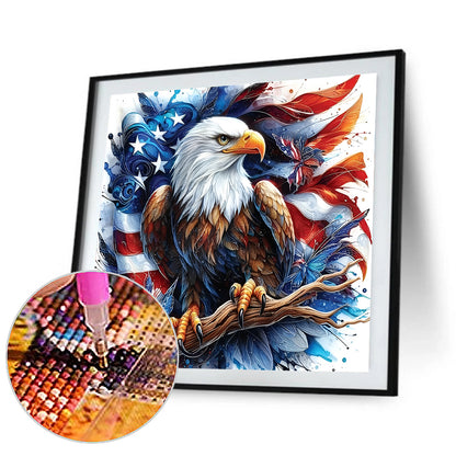 American Flag Eagle Animal - Full Round Drill Diamond Painting 30*30CM