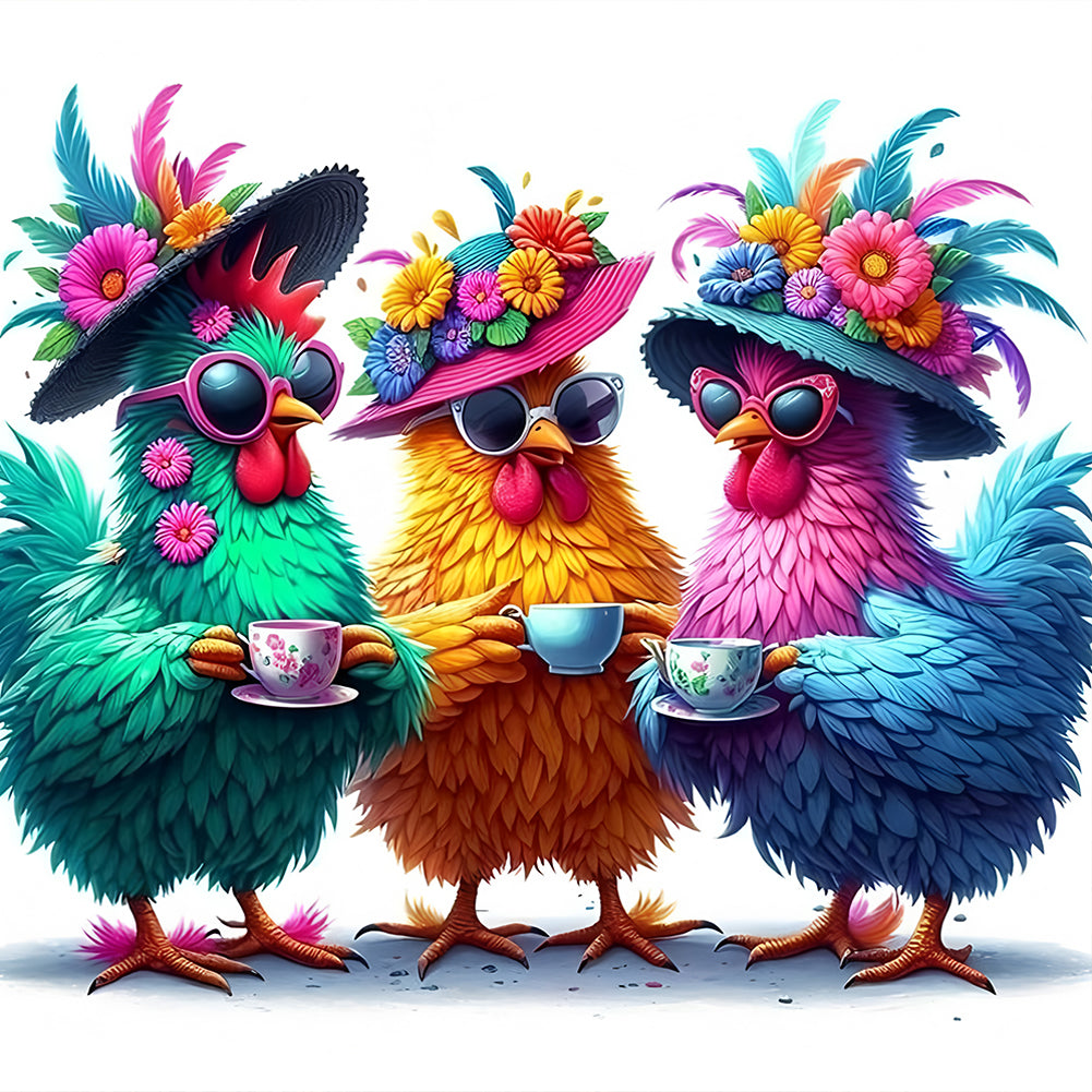 Funny Chicken Animals - Full Round Drill Diamond Painting 30*30CM