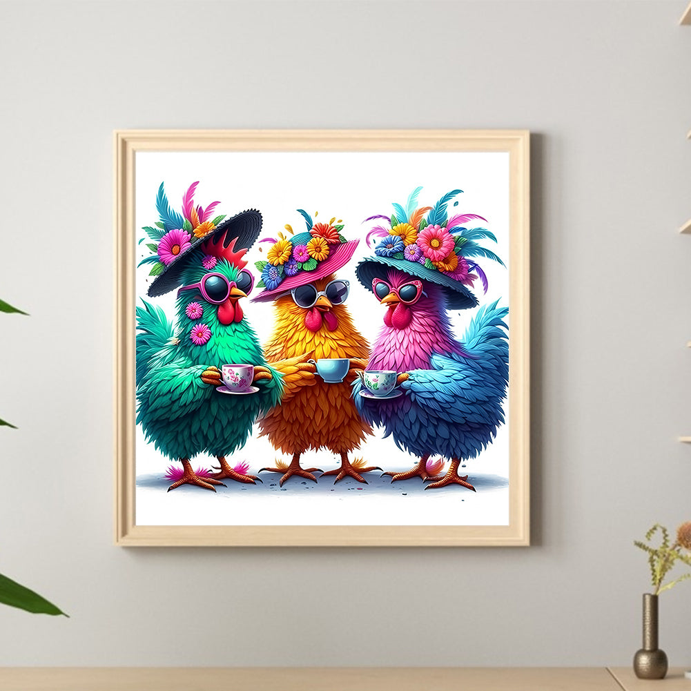 Funny Chicken Animals - Full Round Drill Diamond Painting 30*30CM