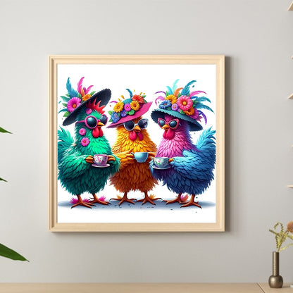 Funny Chicken Animals - Full Round Drill Diamond Painting 30*30CM