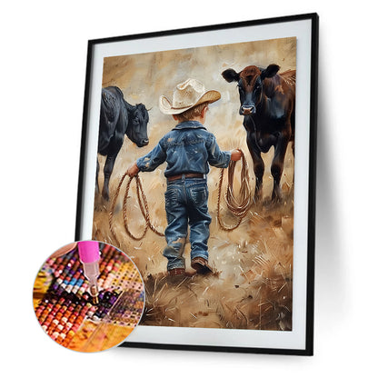 Cowboy Kid - Full Round Drill Diamond Painting 30*40CM