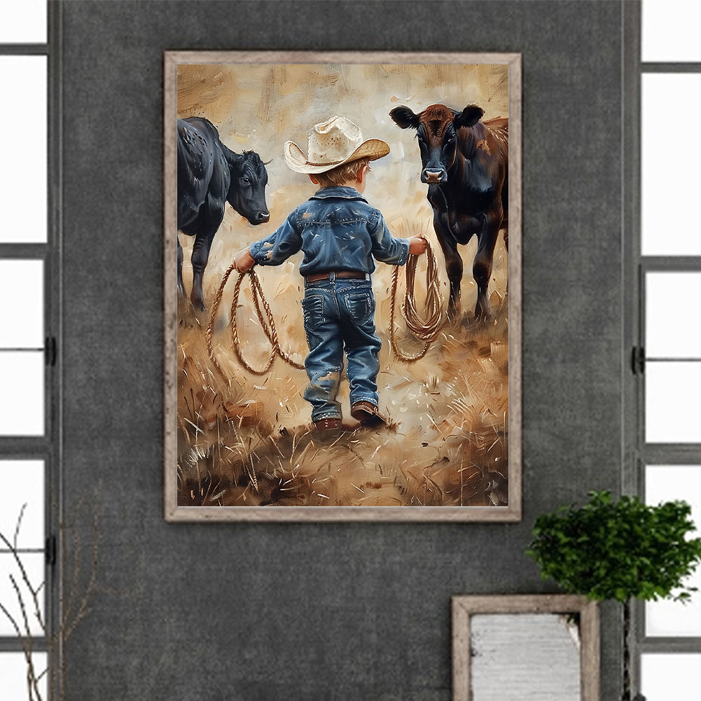 Cowboy Kid - Full Round Drill Diamond Painting 30*40CM