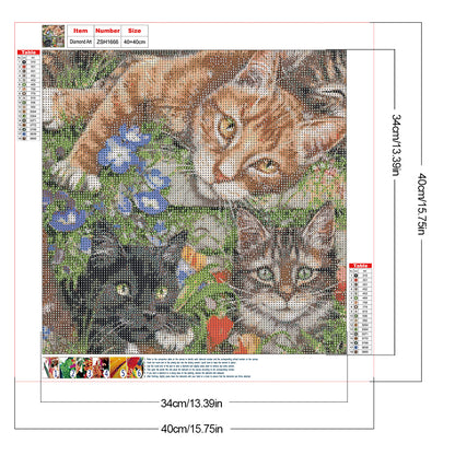 Three Cats - Full Round Drill Diamond Painting 40*40CM