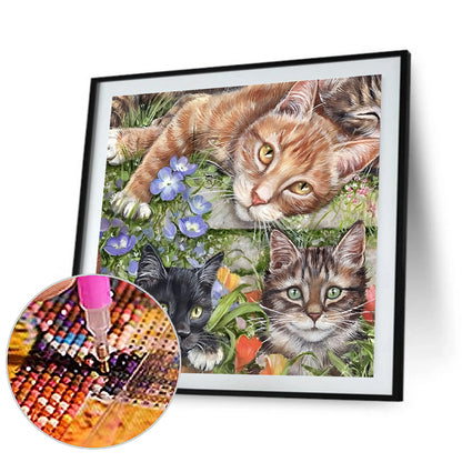 Three Cats - Full Round Drill Diamond Painting 40*40CM