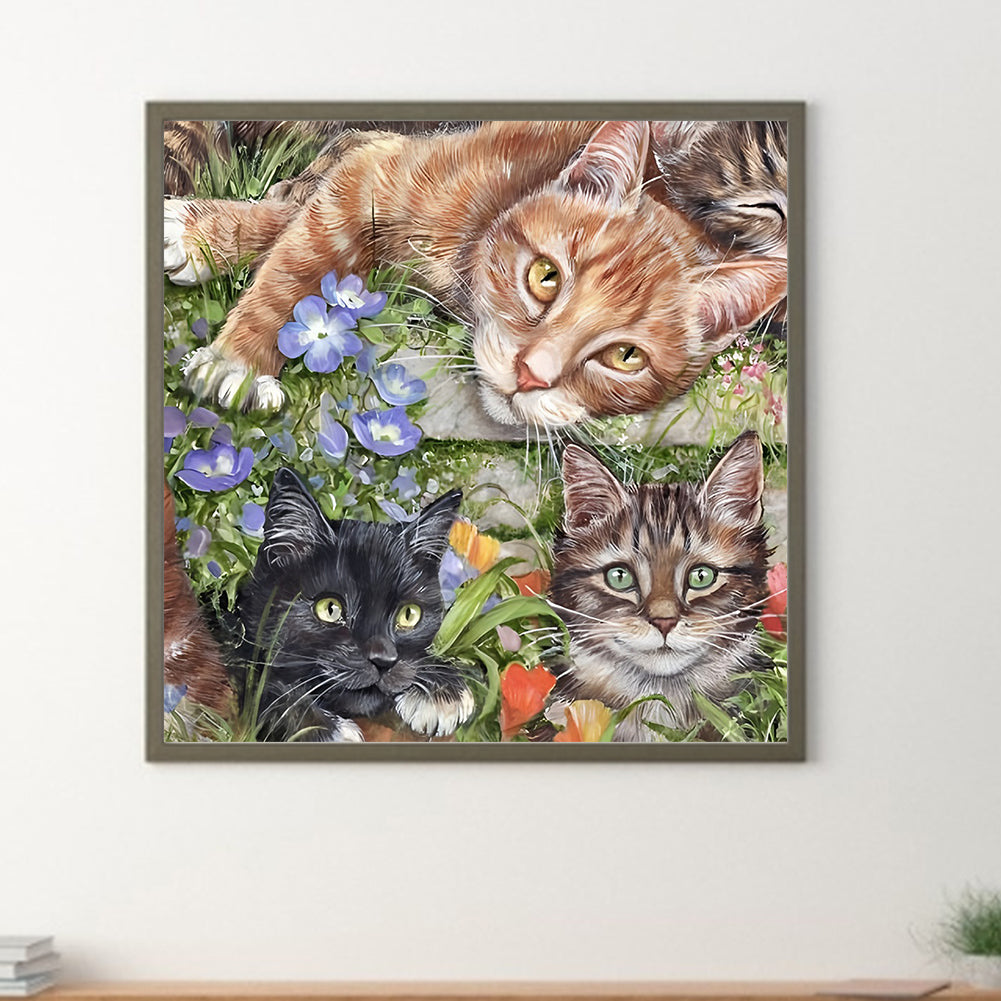 Three Cats - Full Round Drill Diamond Painting 40*40CM