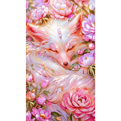 Fox In The Flowers - Full AB Round Drill Diamond Painting 40*70CM