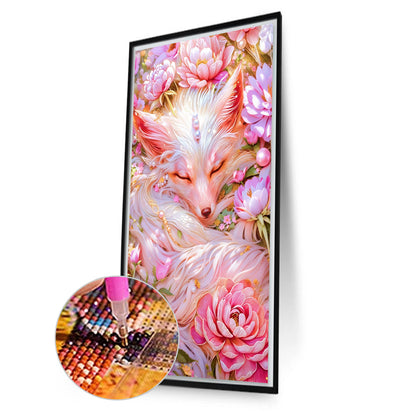 Fox In The Flowers - Full AB Round Drill Diamond Painting 40*70CM
