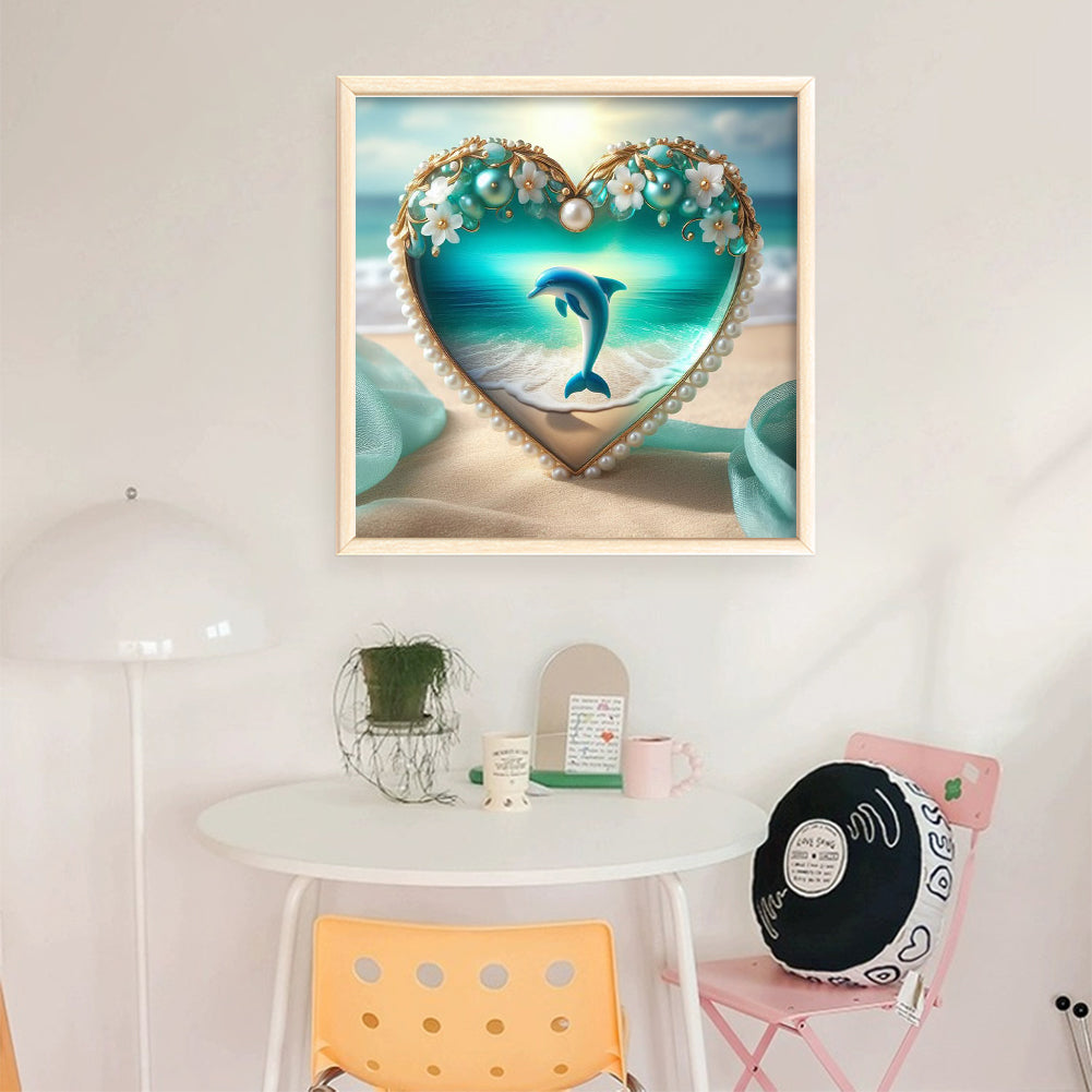 Heart-Shaped Beach Scenery - 11CT Stamped Cross Stitch 40*50CM