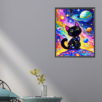 Starry Sky Black Cat - Full Square Drill Diamond Painting 45*60CM