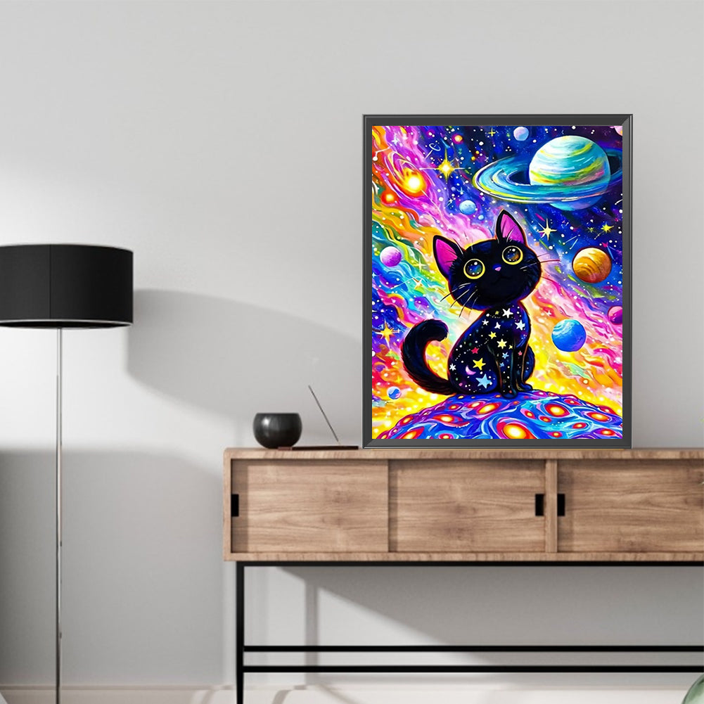 Starry Sky Black Cat - Full Square Drill Diamond Painting 45*60CM