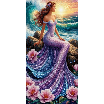 Mermaid Girl - Full Round Drill Diamond Painting 40*80CM