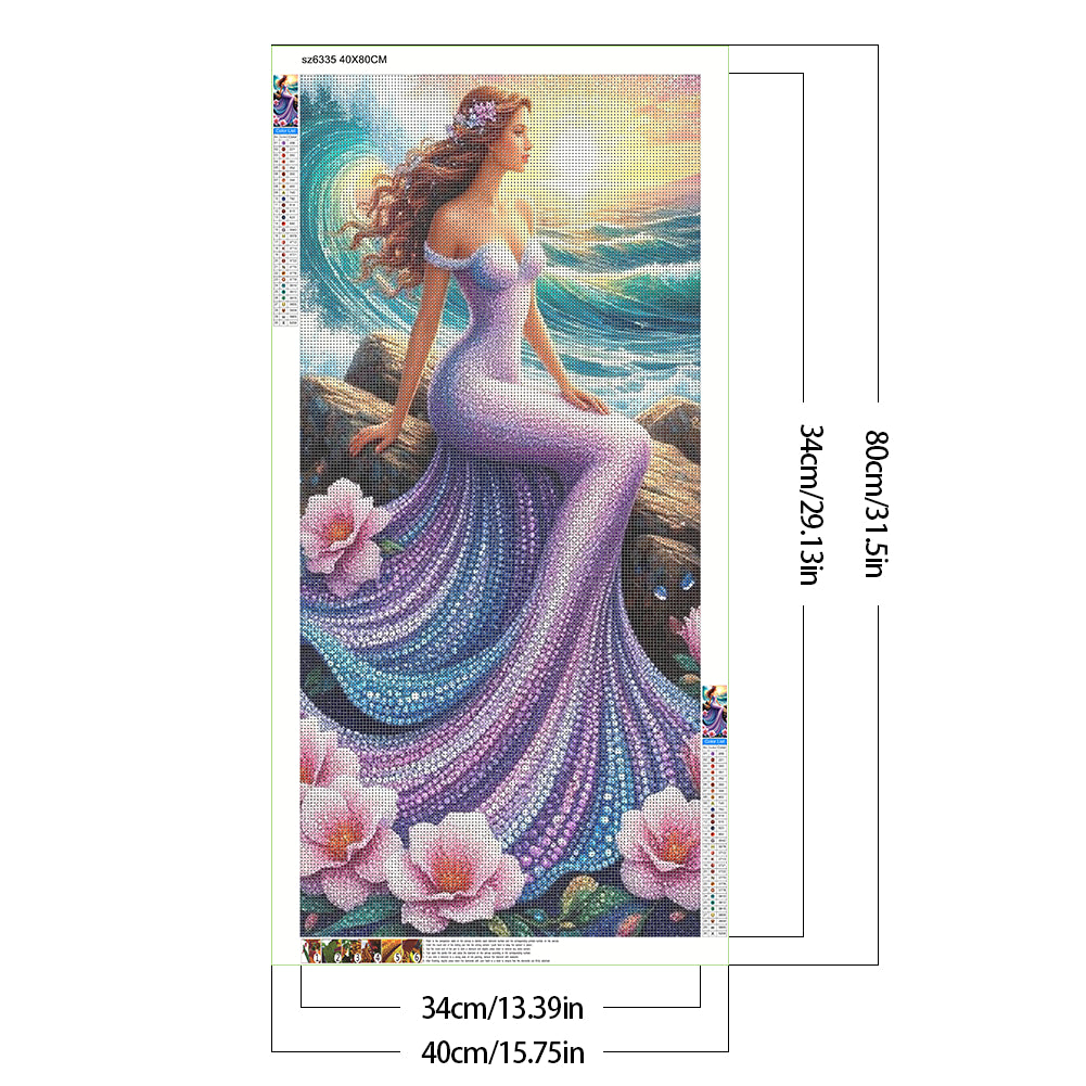 Mermaid Girl - Full Round Drill Diamond Painting 40*80CM