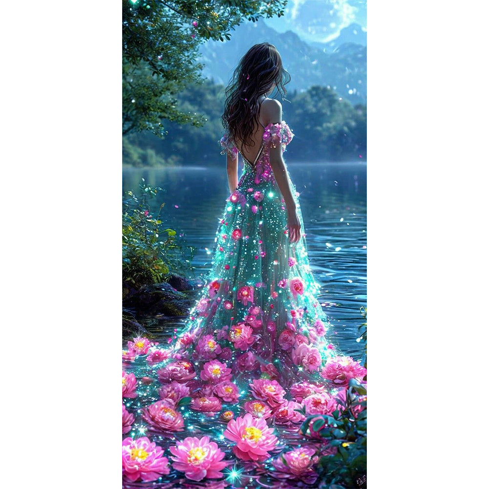 Girl Glowing Back - Full Round Drill Diamond Painting 40*80CM