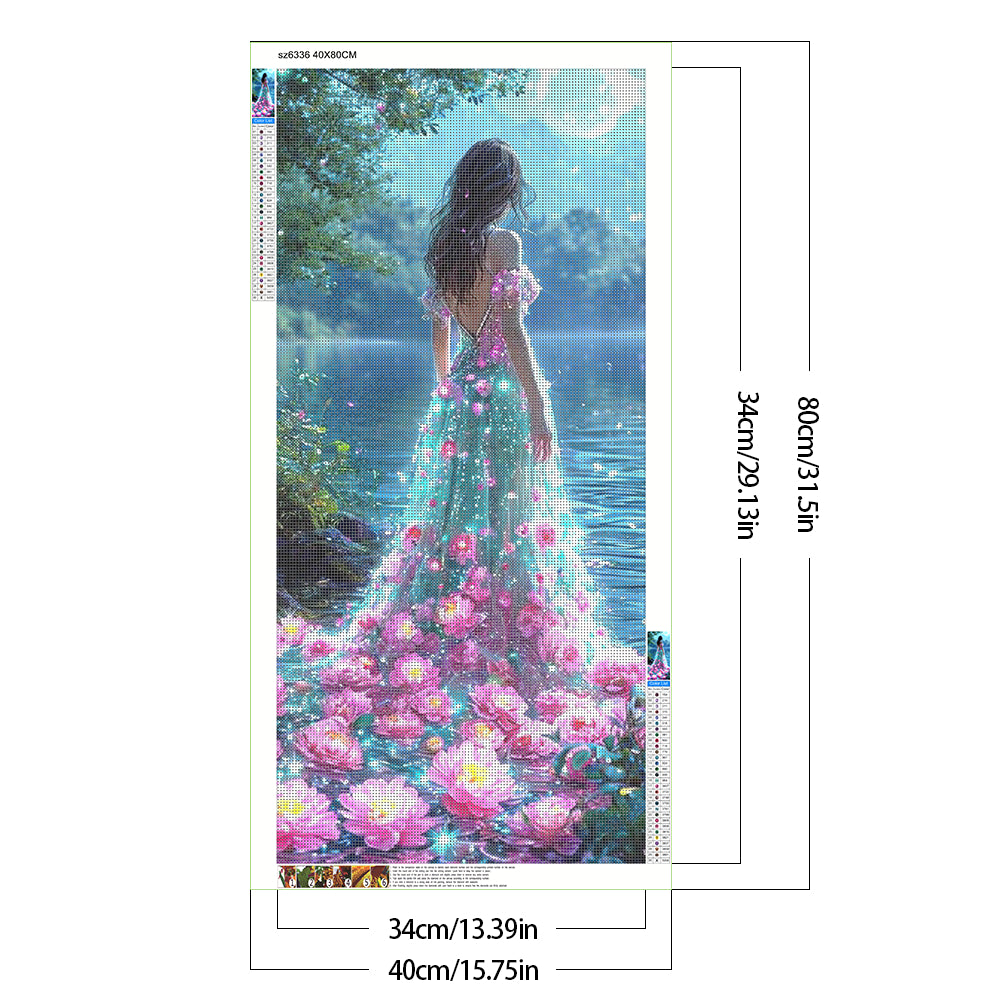 Girl Glowing Back - Full Round Drill Diamond Painting 40*80CM