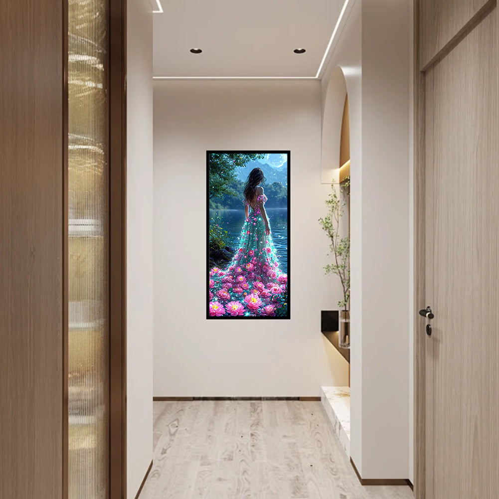 Girl Glowing Back - Full Round Drill Diamond Painting 40*80CM