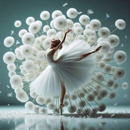 Dandelion Dancing Girl - Full Round Drill Diamond Painting 40*40CM