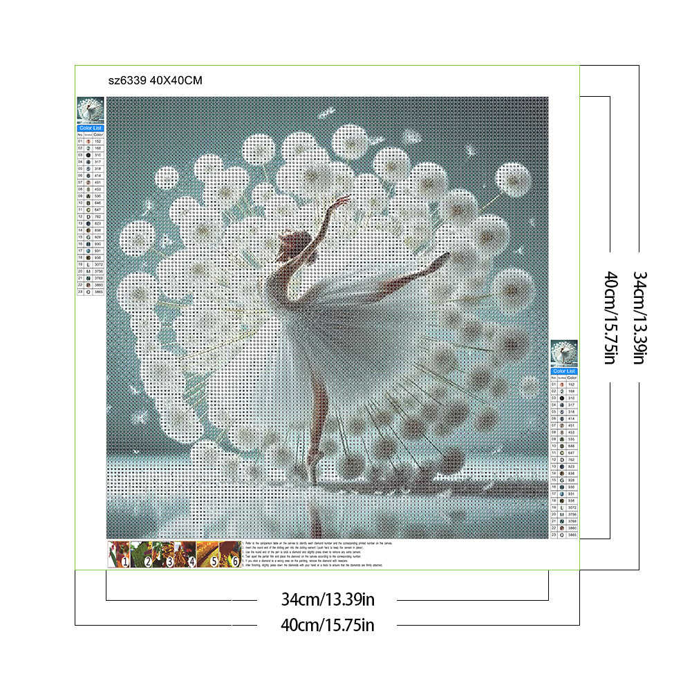 Dandelion Dancing Girl - Full Round Drill Diamond Painting 40*40CM