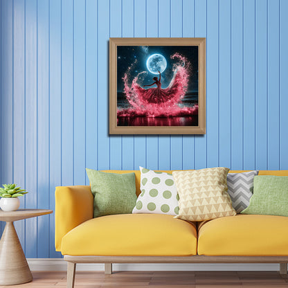 Dancing Girl In The Moon - Full Round Drill Diamond Painting 40*40CM