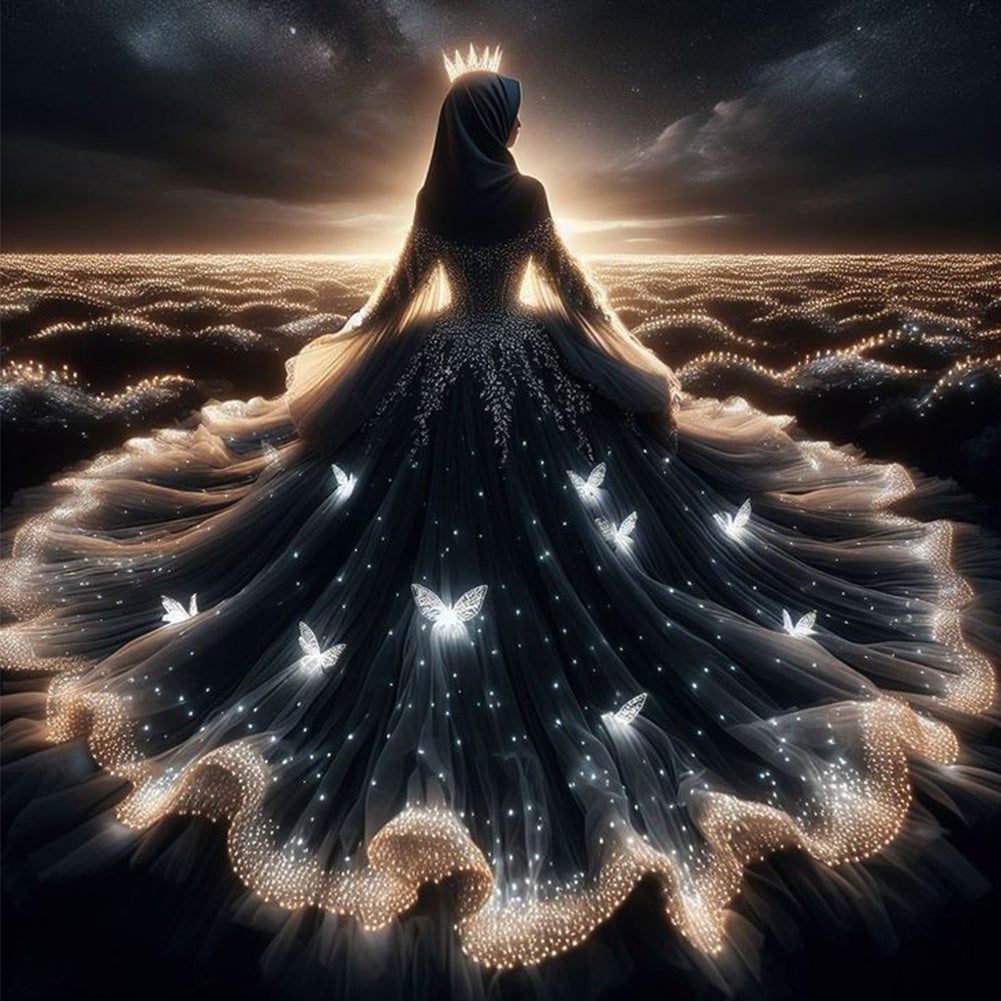 Girl With Glowing Back - Full Round Drill Diamond Painting 40*40CM