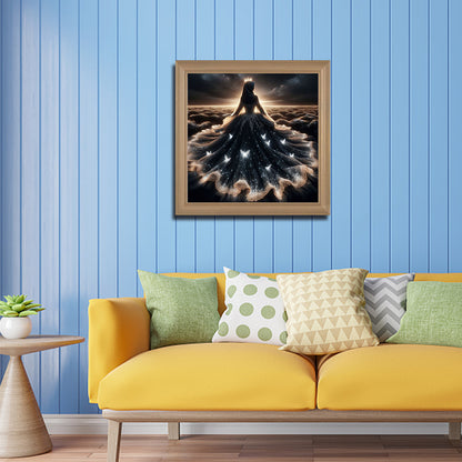 Girl With Glowing Back - Full Round Drill Diamond Painting 40*40CM