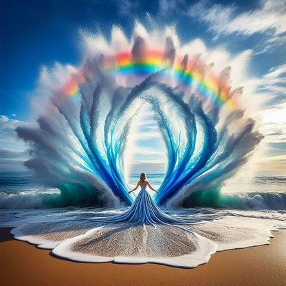Girl With Water Wave Back - Full Round Drill Diamond Painting 40*40CM