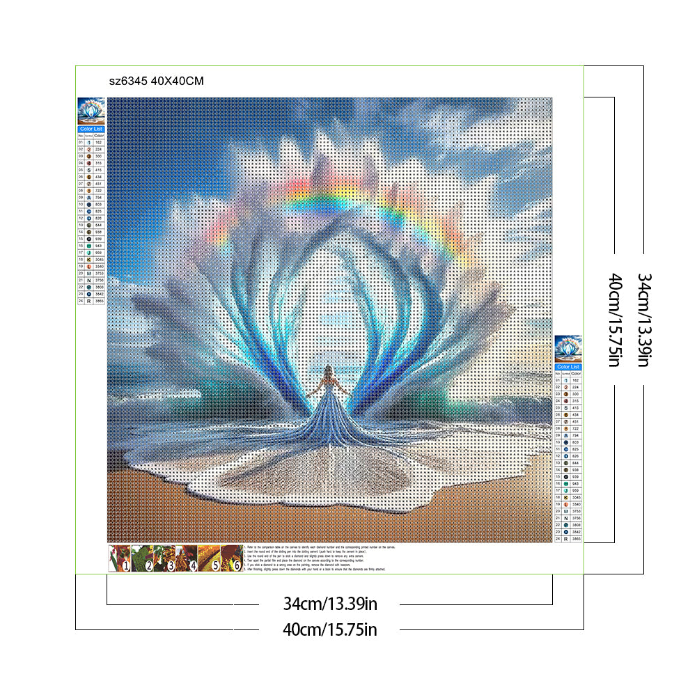 Girl With Water Wave Back - Full Round Drill Diamond Painting 40*40CM