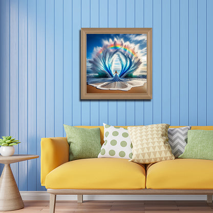 Girl With Water Wave Back - Full Round Drill Diamond Painting 40*40CM