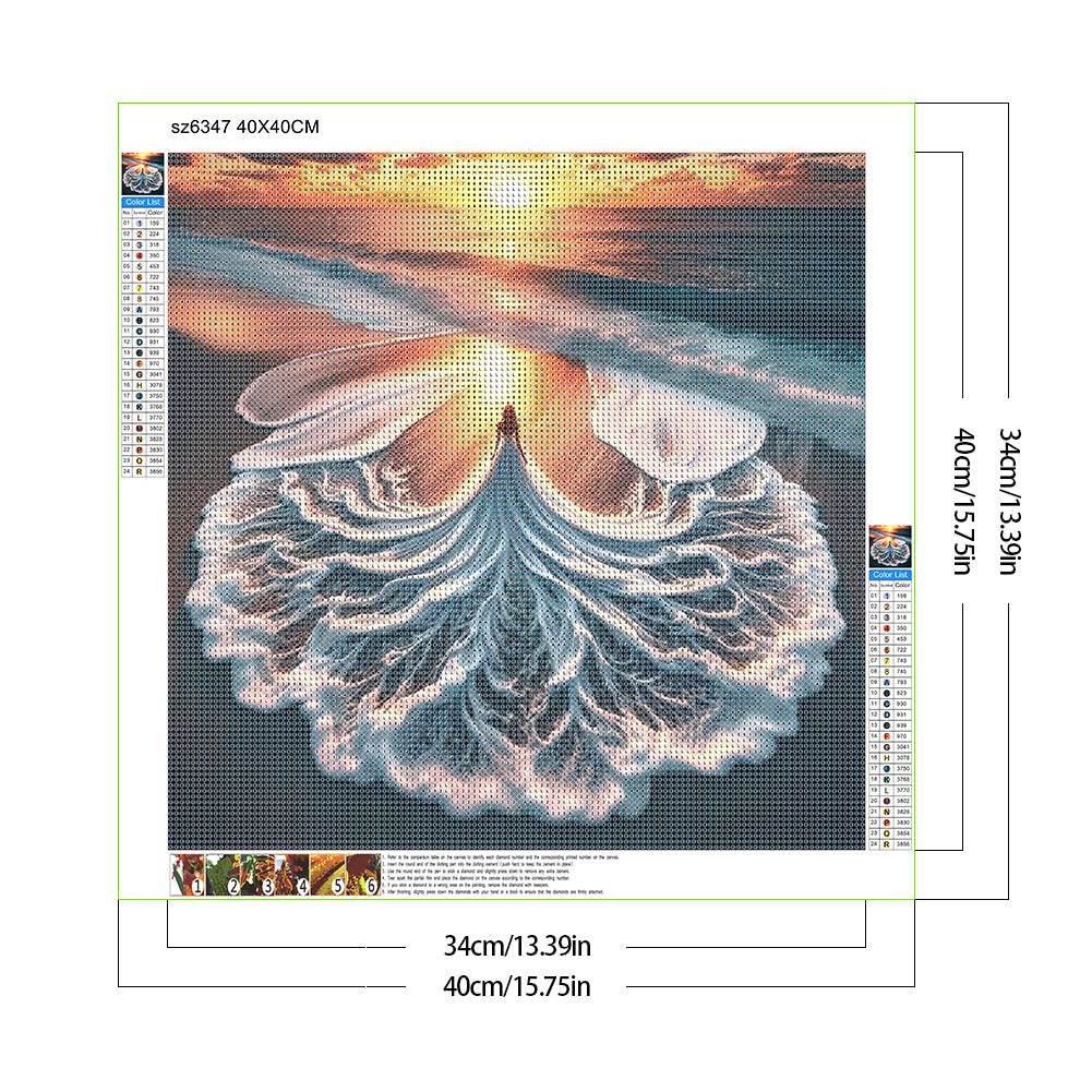 Girl In The Waves - Full Round Drill Diamond Painting 40*40CM