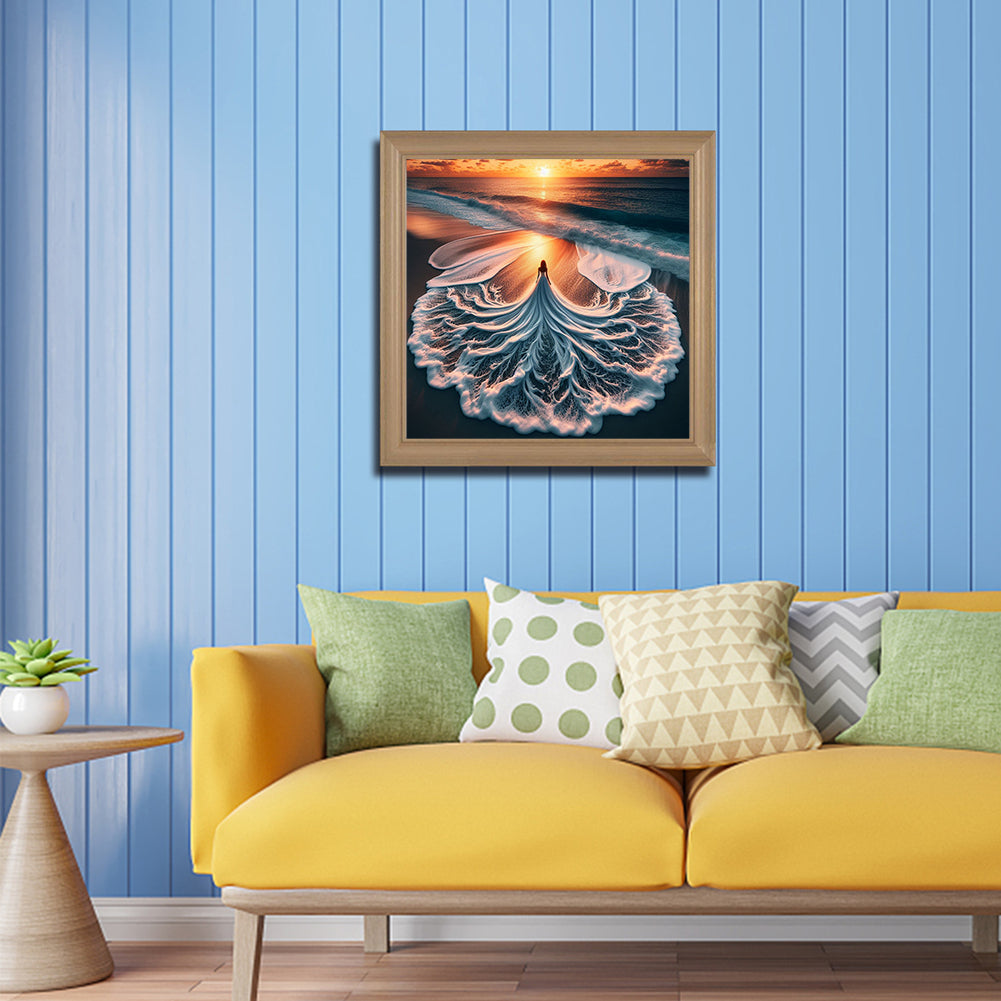 Girl In The Waves - Full Round Drill Diamond Painting 40*40CM