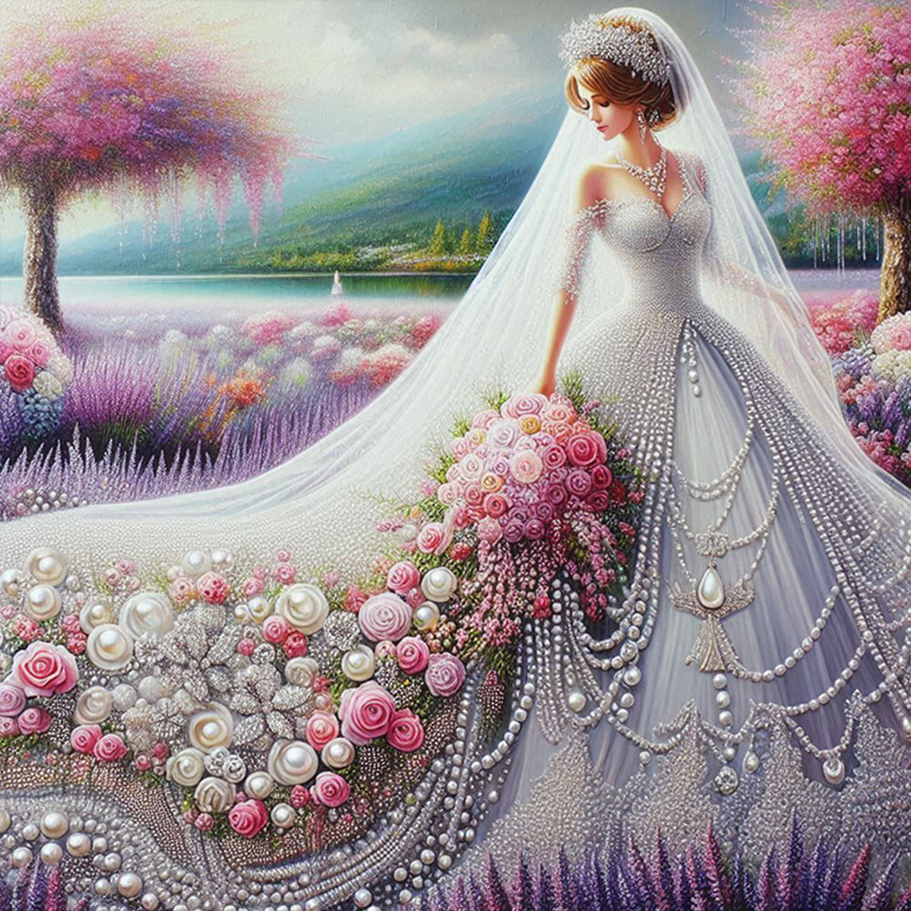 Girl In Wedding Dress - Full Round Drill Diamond Painting 40*40CM