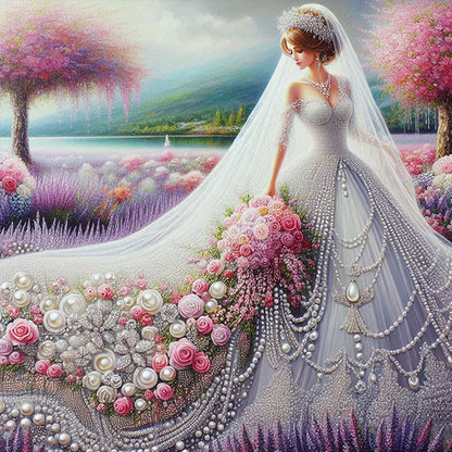 Girl In Wedding Dress - Full Round Drill Diamond Painting 40*40CM