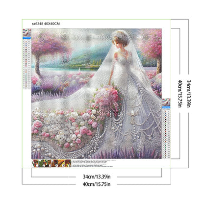 Girl In Wedding Dress - Full Round Drill Diamond Painting 40*40CM