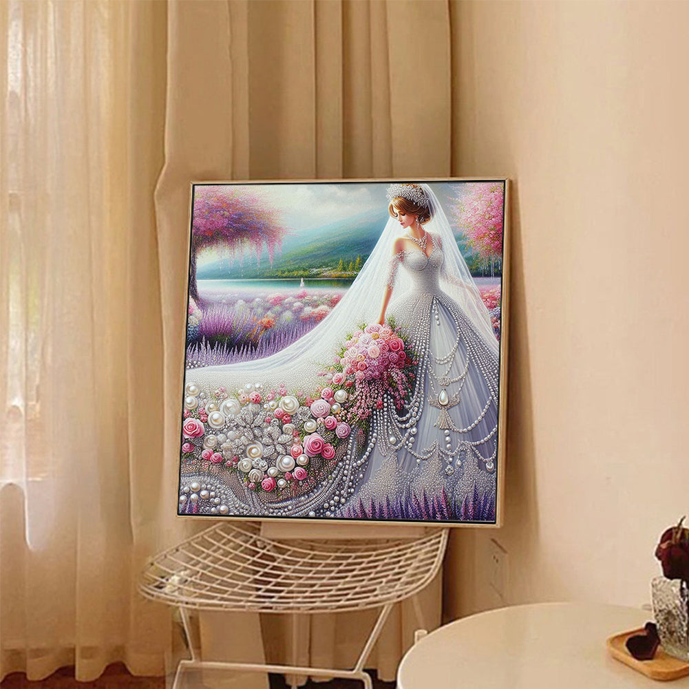Girl In Wedding Dress - Full Round Drill Diamond Painting 40*40CM