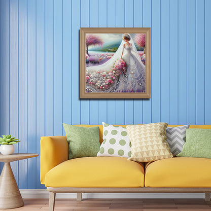Girl In Wedding Dress - Full Round Drill Diamond Painting 40*40CM