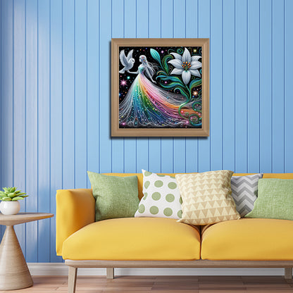Girl And Flower - Full Round Drill Diamond Painting 40*40CM